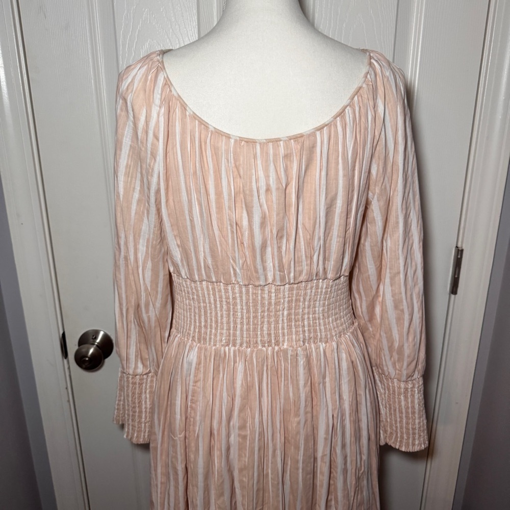 NWT Anthropologie Long-Sleeve Smocked-Waist Stripe Maxi Dress - Picture 9 of 16